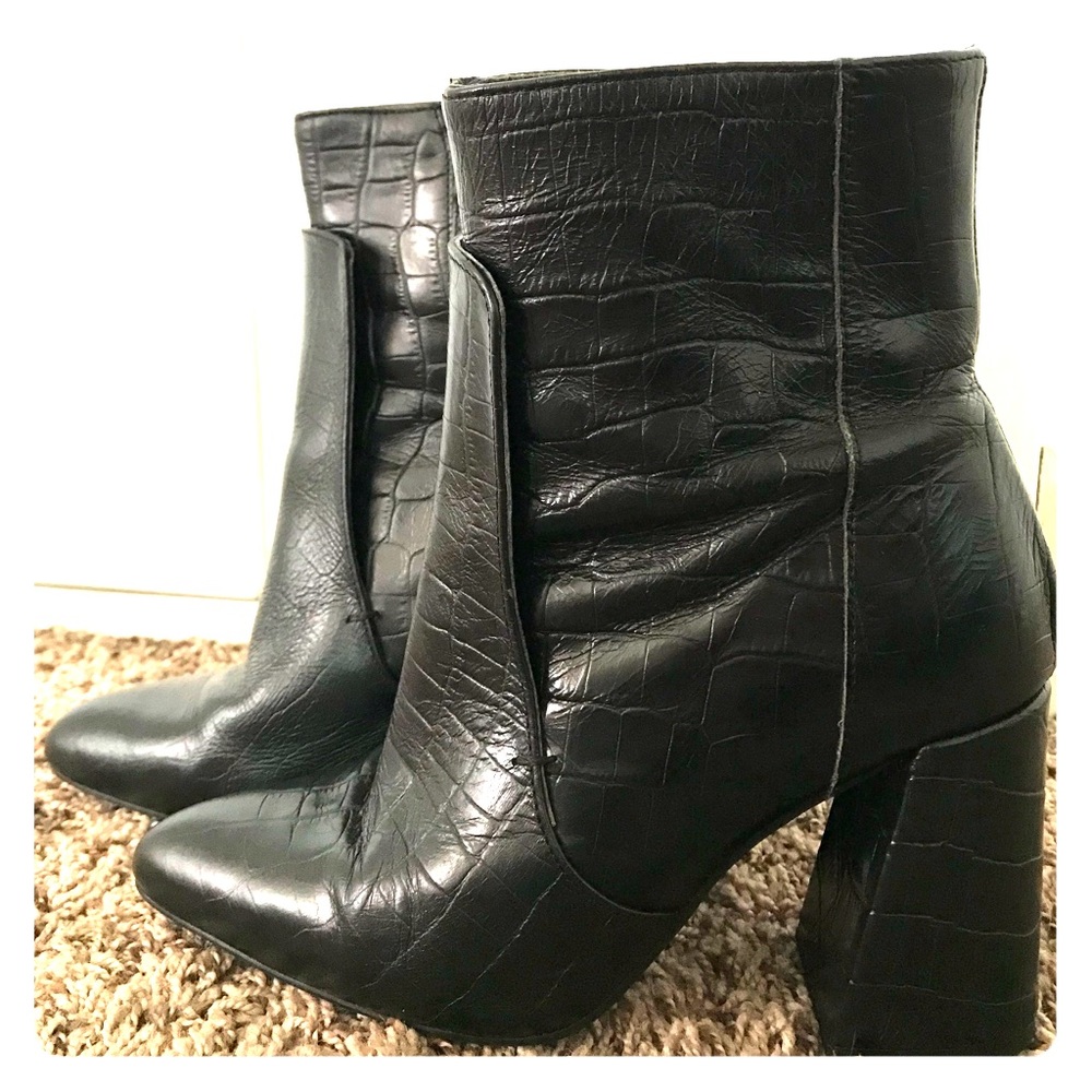 Topshop Hawk Croc Embossed Booties Size 37